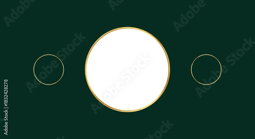 Elegant deep green background with golden circles for presentations and design projects