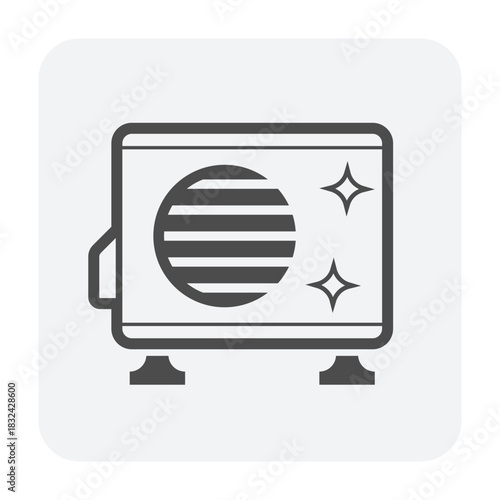 Clean air condenser outdoor unit vector icon. Essential HVAC components for effective heat ventilation, cooling performance, energy efficiency and proper air conditioning system operation.