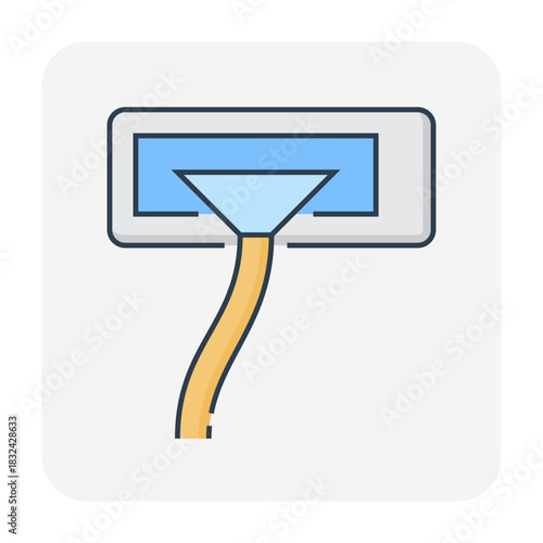 Air conditioner cleaning vector icon, showing water spray to wash remove dust and harmful particles from evaporator coil of AC indoor unit. Represents HVAC maintenance and improved health.
