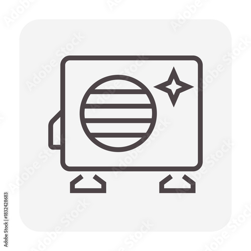 Clean air condensing outdoor unit part vector icon. HVAC components for effective heat ventilation, cooling performance, energy efficiency and proper air conditioning system operation.