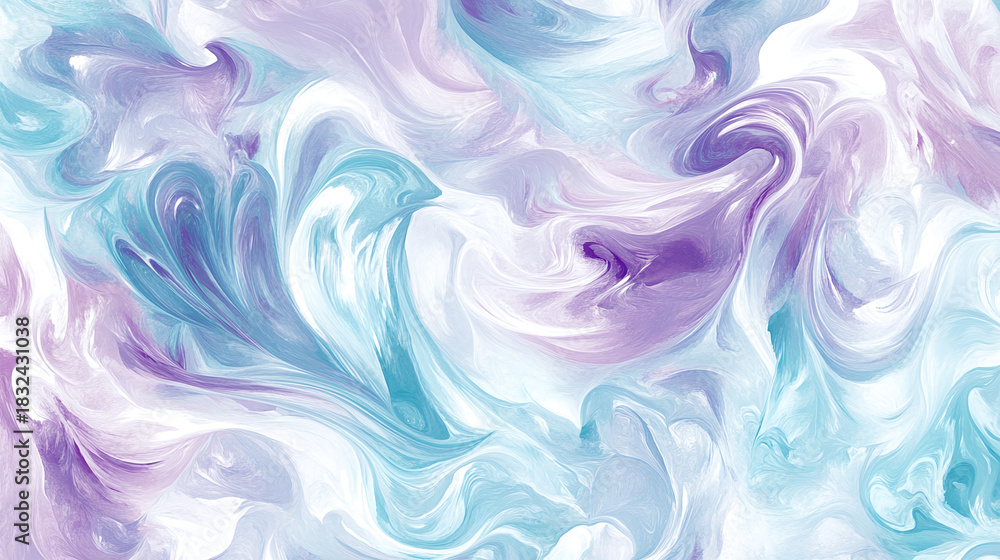 Obraz premium Abstract Fluid Art with Watercolor Swirls in Shades of Teal, Violet, and Pale Pink Marble Ink Texture Background