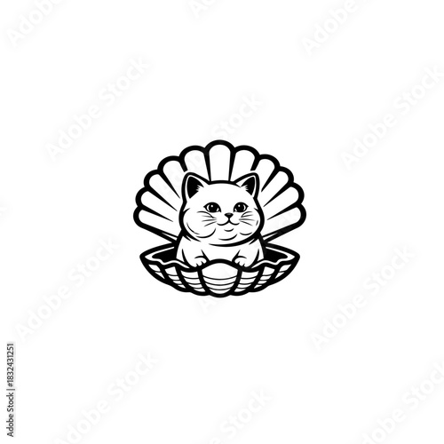 Cute Kitten in Seashell