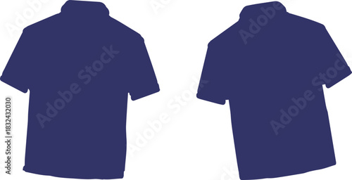 The image features two dark blue polo shirts, presented in a straightforward manner to emphasize their design and form.