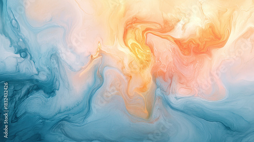 Ethereal Abstract Watercolor Landscape of Soft Flowing Layers and Pastel Earth Tones for Minimalist Wall Art