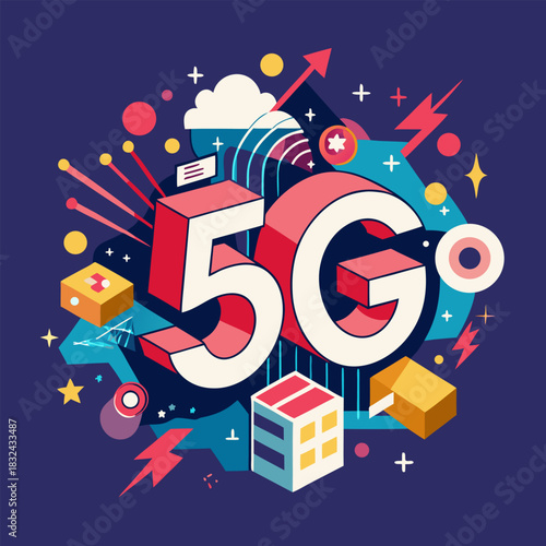 5G Technology Global Network Speed Communication Concept Isolated background