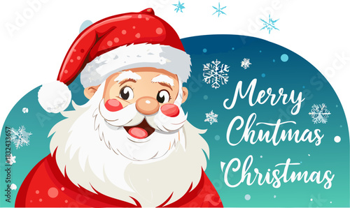 Festive Santa Claus Icon with Snowy Background and Holiday Cheer