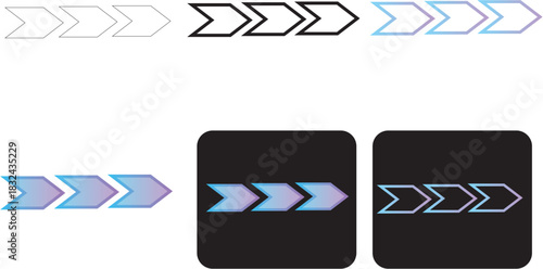 Minimalist Infographic Arrow Set Blue Gradient Arrows for Data Visualization and Design