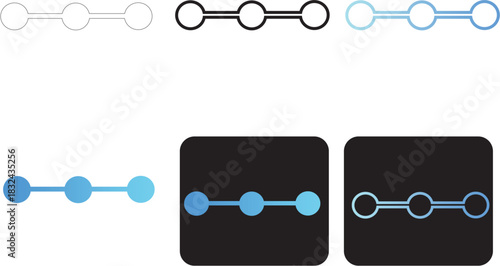 Minimalist Line of Three Connected Circles in Various Color and Style Options for Infographics