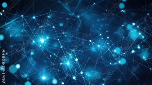 Wallpaper Mural Abstract Network of Connected Dots and Lines in Blue Tones. Torontodigital.ca