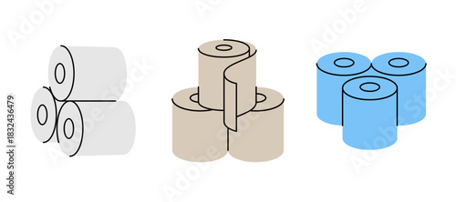 Toilet paper rolls. Toilet papers, napkins, wipes and other hygiene products. Vector illustration