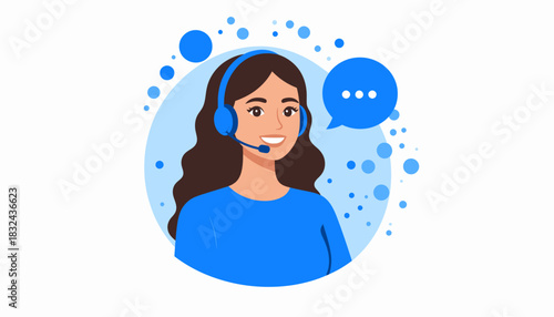 Customer Service Representative Illustration with Headset for Support