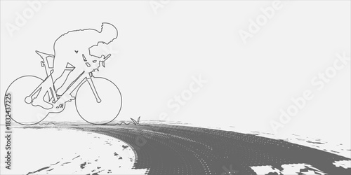 Dynamic Cyclist In Action On A Curving Road, Emphasizing Speed And Focus