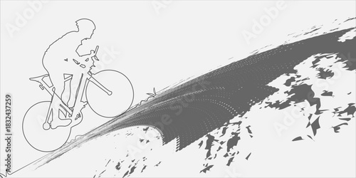 Dynamic Cyclist In Action On A Curving Road, Emphasizing Speed And Focus