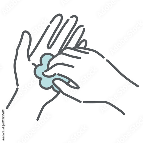 指先を洗う手洗い手順のイラスト（爪の間・感染症予防）