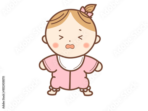 女の子の赤ちゃん泣き顔イラスト