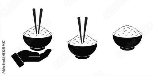 rice bowl icon on a white background. vector illustration