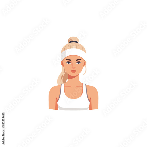 Focused female athlete portrait capturing dedication and commitment to fitness training and