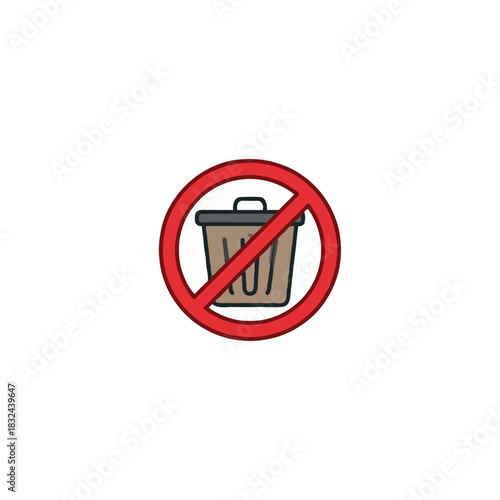 Symbolic prohibition of waste, depicting the avoidance of trash and embracing cleanliness for