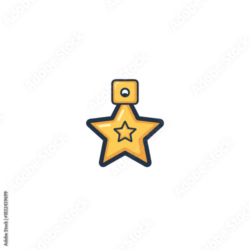 Vivid golden star award symbol with outlined shape, shining brightly with subtle depth in an icon