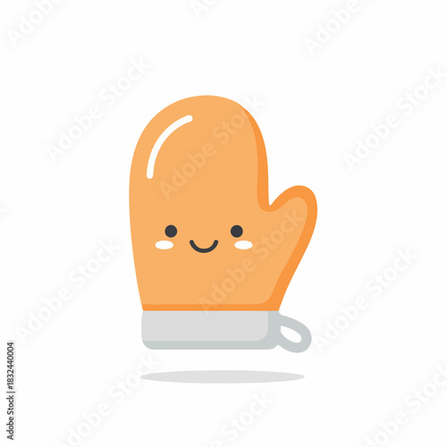 Cute orange oven mitt cartoon character with a happy smiling face for baking