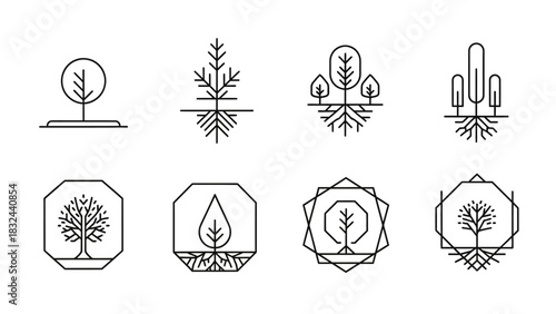 Minimalist Tree Line Art Collection for Nature-Inspired Designs.