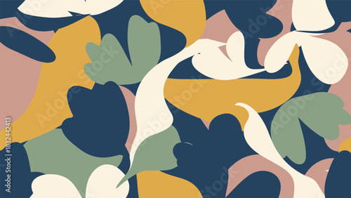 Abstract geometric composition with vibrant color palette and clean lines suitable for modern graphic design projects and digital art