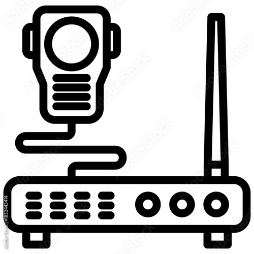 Radio Outline Icon Mini Illustration, Use For Modern Concept, Print, Ui, Ux Kit, Web And App Development. Vector Related To Firefighter, Rescue And More