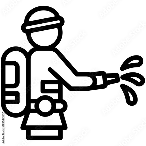 Fireman Outline Icon Mini Illustration, Use For Modern Concept, Print, Ui, Ux Kit, Web And App Development. Vector Related To Firefighter, Rescue And More