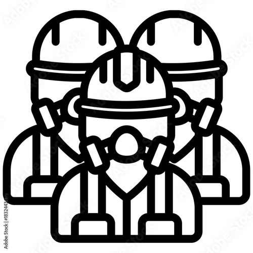 Fire Brigade Outline Icon Mini Illustration, Use For Modern Concept, Print, Ui, Ux Kit, Web And App Development. Vector Related To Firefighter, Rescue And More