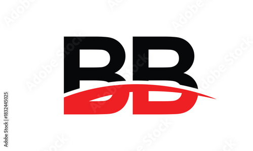 abstract creative black red BB letter logo vector art.