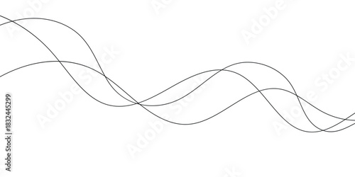abstract creative black thin wave line design.