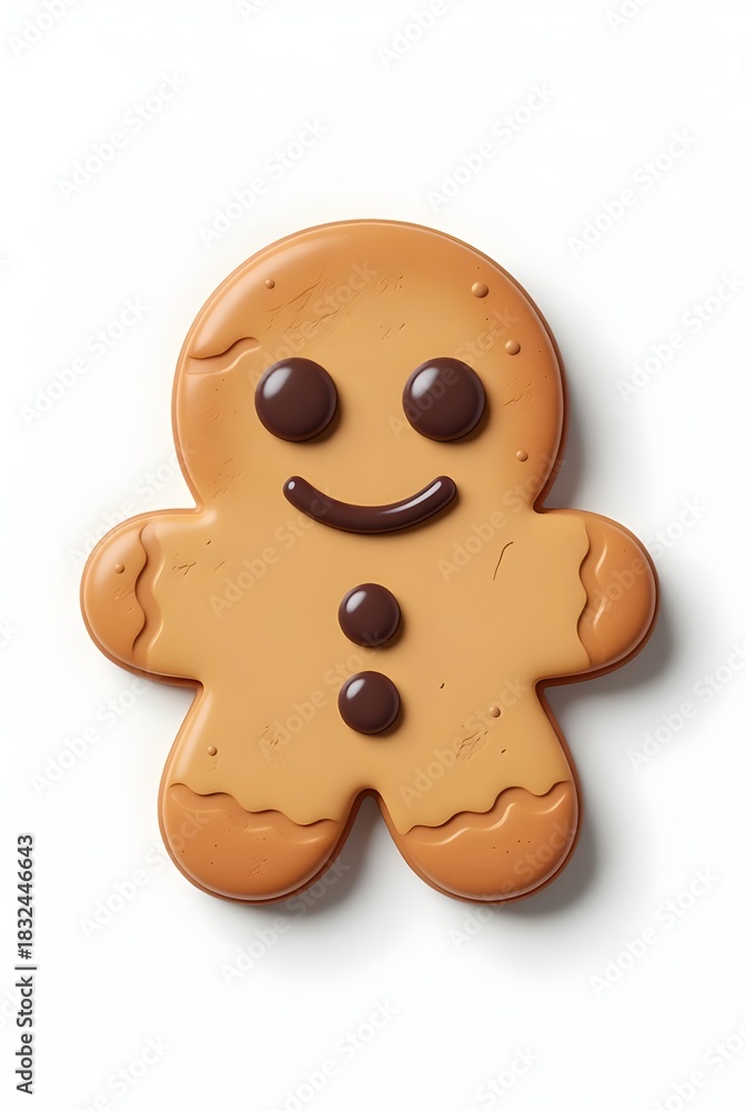 Obraz premium gingerbread cookie 3d rendering isolated on white background cartoon plastic style icon