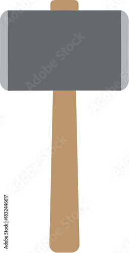Heavy duty sledgehammer with a long wooden handle illustration.