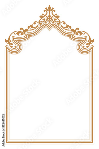 Elegant Gold Floral Arch Frame for Certificate or Document. 117