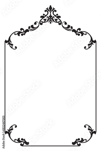 Elegant Black Floral Arch Frame for Certificate or Document. 1166