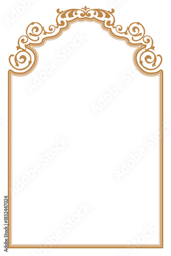 Elegant Gold Floral Arch Frame for Certificate or Document. 113