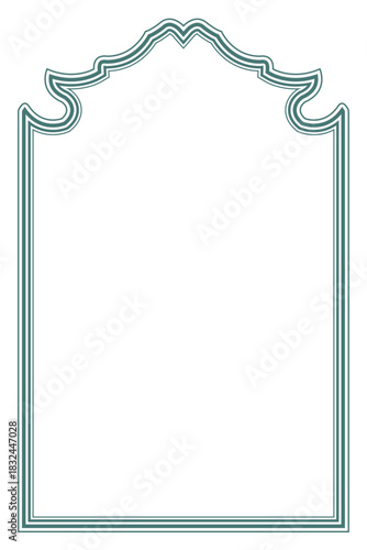 Minimal Green Contour Lines  Arch Frame for Certificate or Document. 114