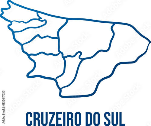 Cruzeiro do Sul Intermediate Geographic Region with municipalities simplified shape map