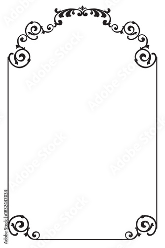 Elegant Black Floral Arch Frame for Certificate or Document. 115