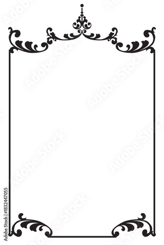 Elegant Black Floral Arch Frame for Certificate or Document. 122