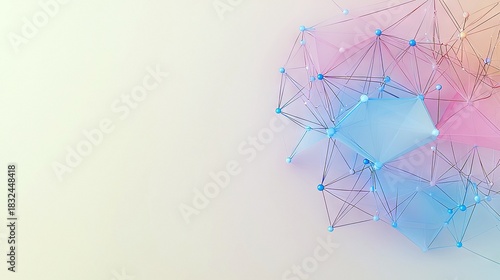An abstract illustration of a network structure composed of blue spheres connected by lines, with a gradient background.