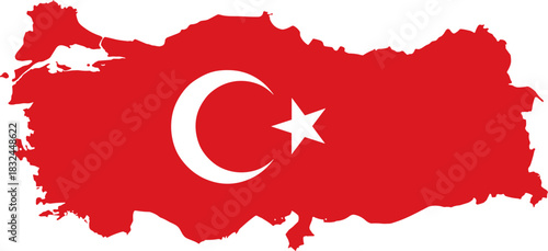 Map of Turkey filled with the national flag design vector illustration.