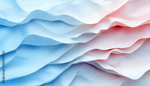 An abstract image of flowing waves in shades of blue and red, creating a soft and ethereal effect.