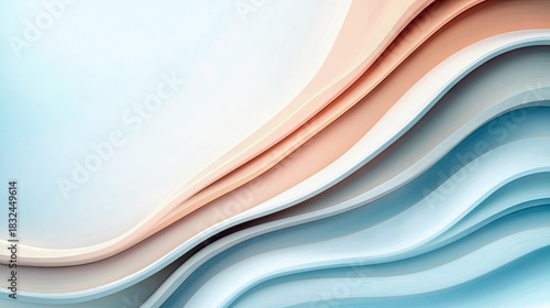 An abstract image featuring layered wavy lines in pastel colors, creating a modern and elegant design. The composition evokes a sense of fluidity and calm.