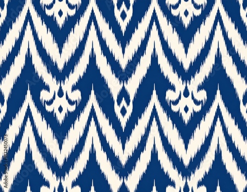 Bold Blue and White Ikat Design