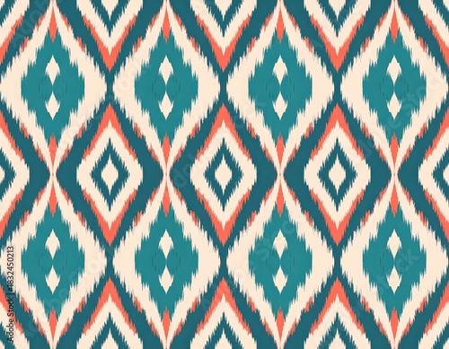 Vibrant Geometric Ikat Diamond Pattern
