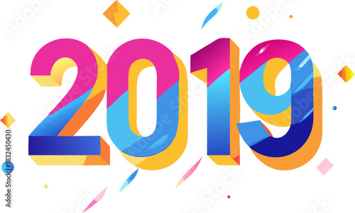 2019 New Year Celebration Vector Design with Modern Typography