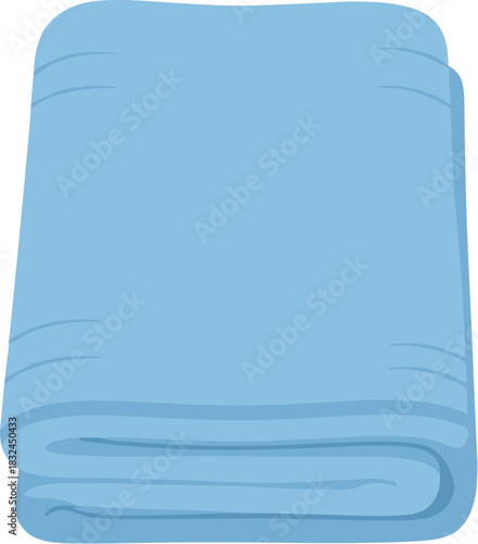 Neatly folded light blue bath towel vector illustration on a white background.