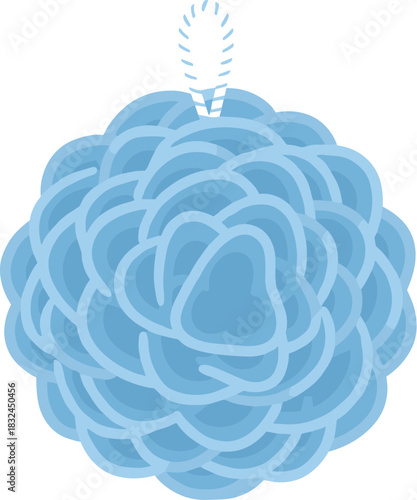 Isolated light blue mesh shower pouf vector illustration.