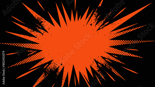 Orange comic explosion splash with rough edges, ideal for dynamic emphasis, pop art layouts, and eye-catching promotional graphics